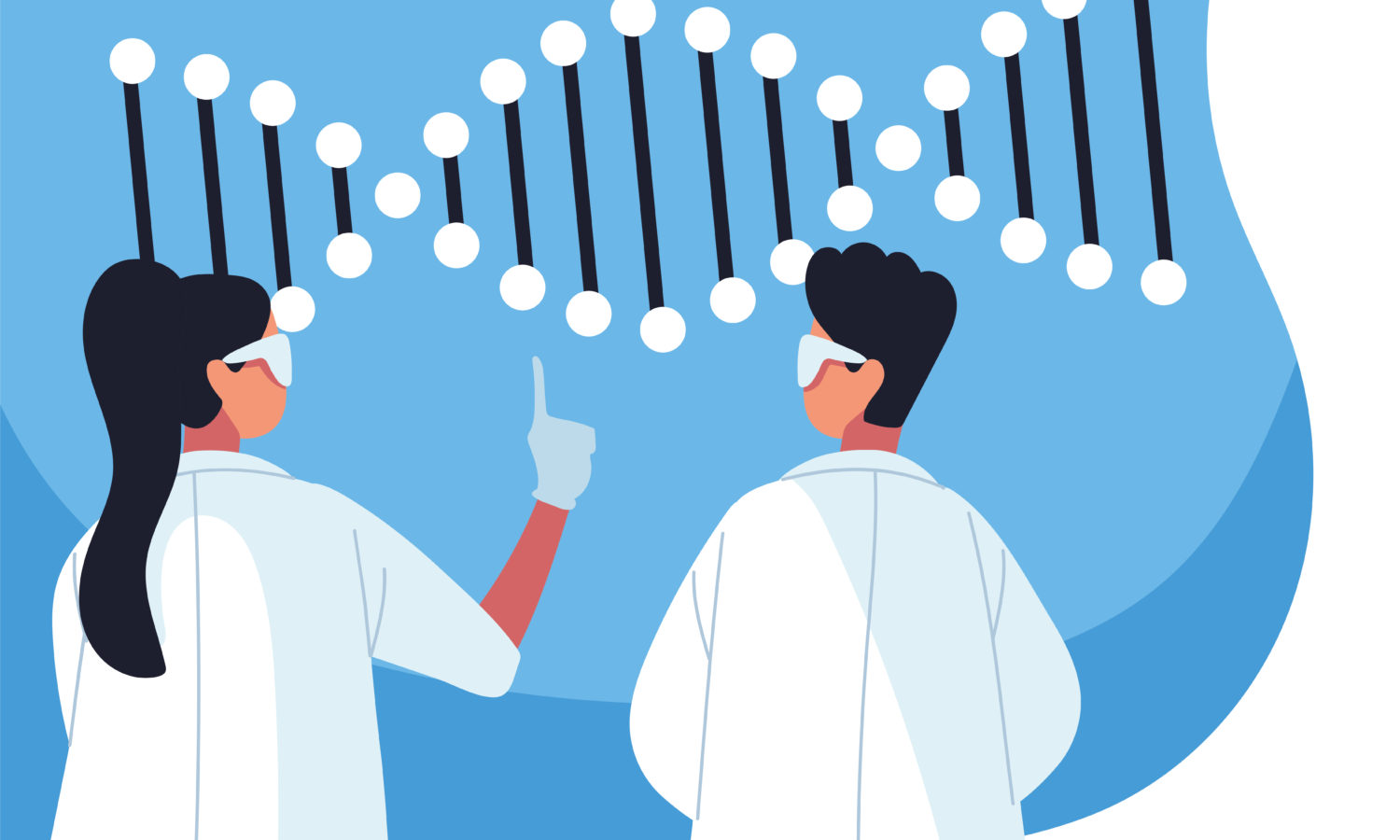 Chercheurs travaillant sur ADN